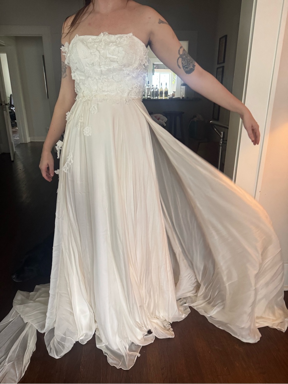 Anna Kara Strapless Floral Maxi Wedding Dress in White Like New